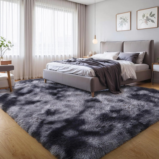 Non-Slip Luxurious Grey Shag Rug 6x9